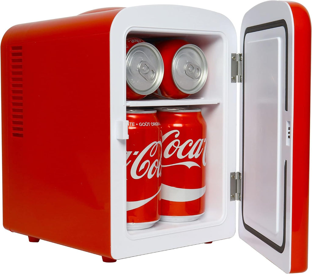 Coca-Cola 4L Mini Fridge, 6 Can, Classic Bottle Design, Red Jansha Store