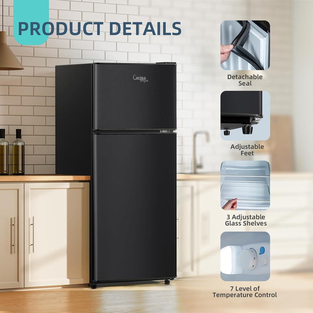 Cucina Magica Mini Fridge with Freezer, 3.8 Cu.Ft Small Fridge, Dorm Fridge Jansha Store