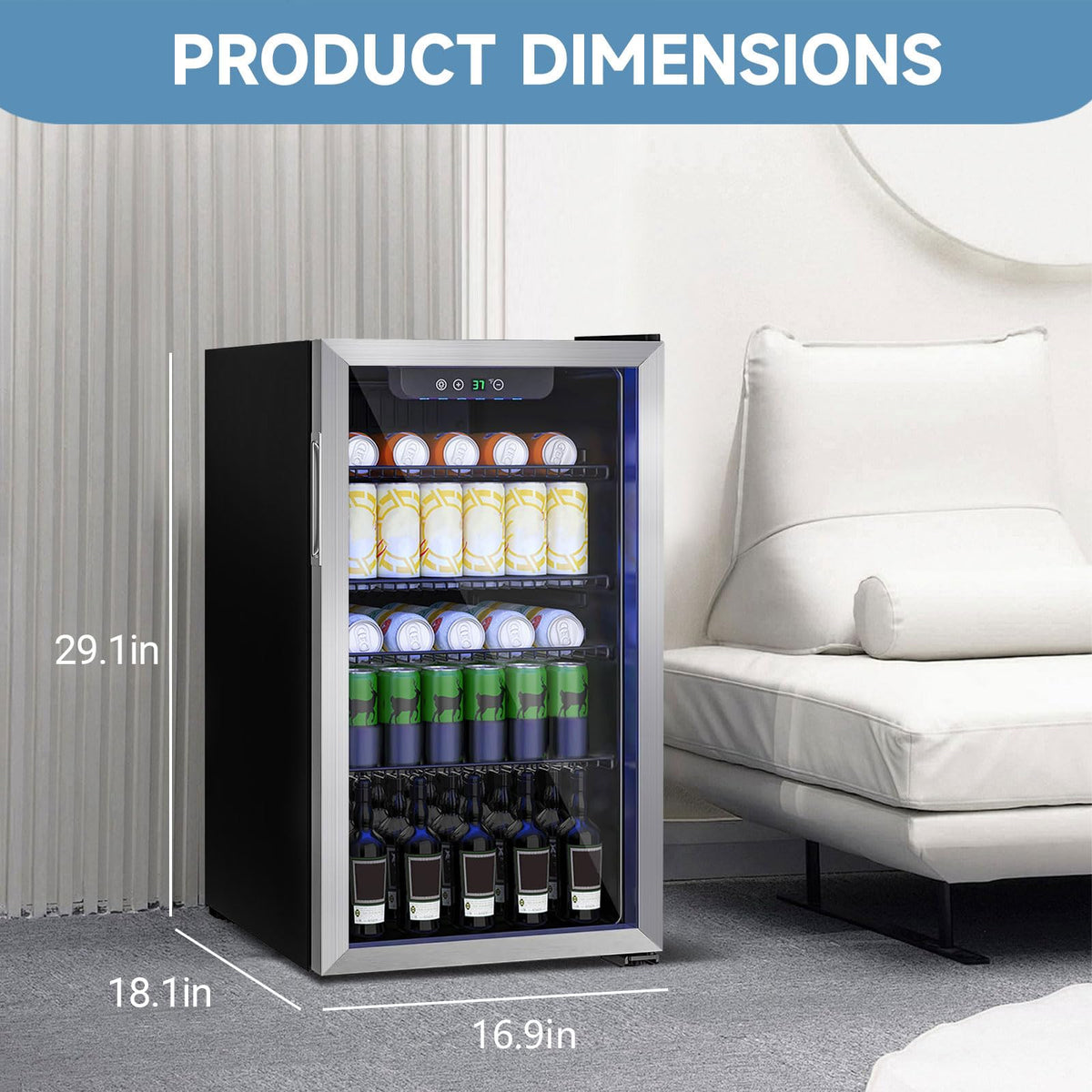 Erivess 24 Can Mini Fridge, 0.6 Cu.ft Beverage Refrigerator Cooler, Black Jansha Store