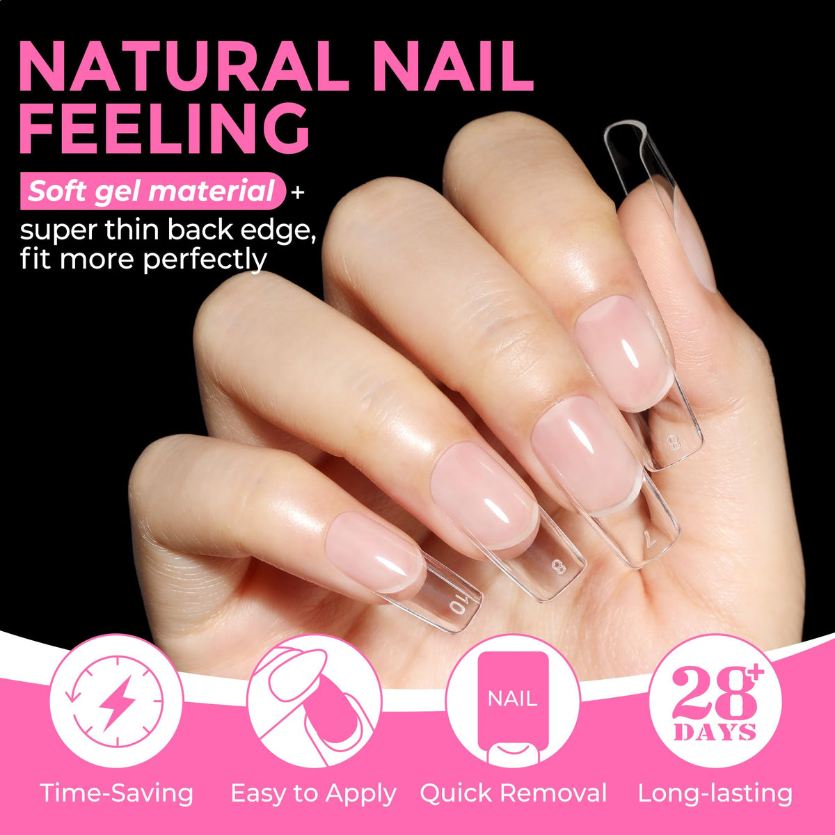 UNA GELLA Extra Short Square Kids Nail Tips 216Pcs Squoval Press On Nails Jansha Store