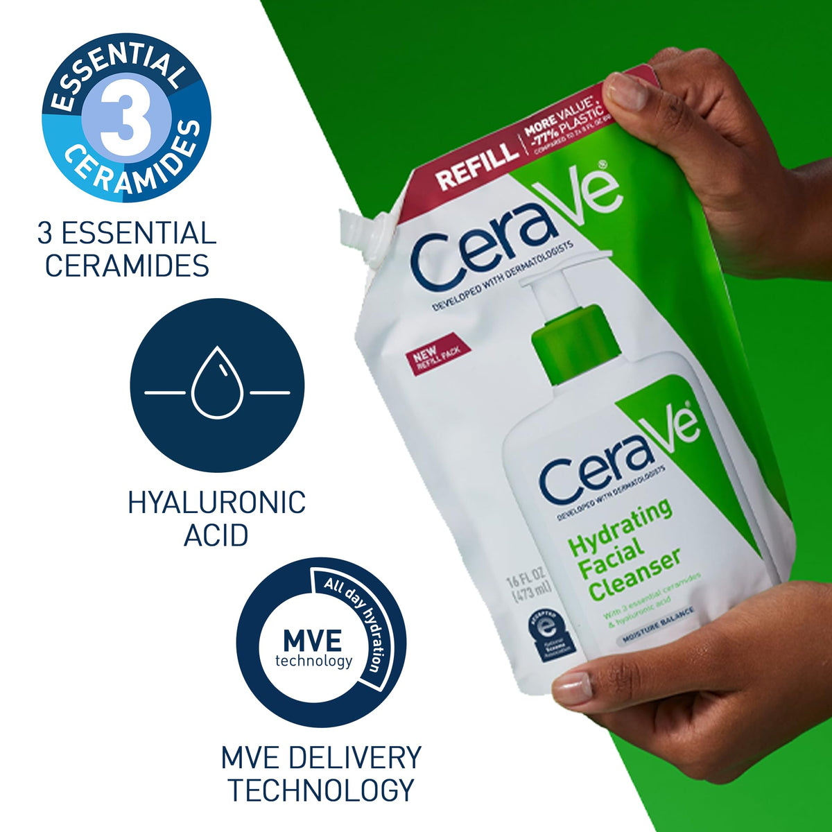 CeraVe Hydrating Cleanser with Hyaluronic Acid, Gentle Face Cleanser,16oz Jansha Store
