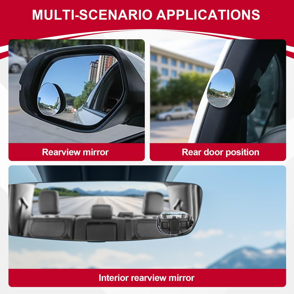LivTee Blind Spot Mirror, 2" Round HD Glass Frameless Convex Rear View Mirrors Exterior Accessories with Wide Angle Adjustable Stick for Car SUV and Trucks, Pack of 2 Jansha Store