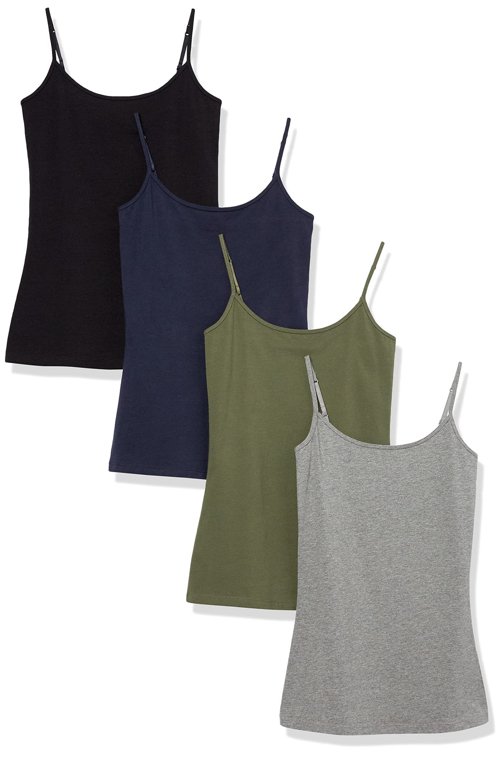 Amazon Essentials Women's Slim-Fit Camisole for Layering and Everyday Wear, Pack of 4 Jansha Store