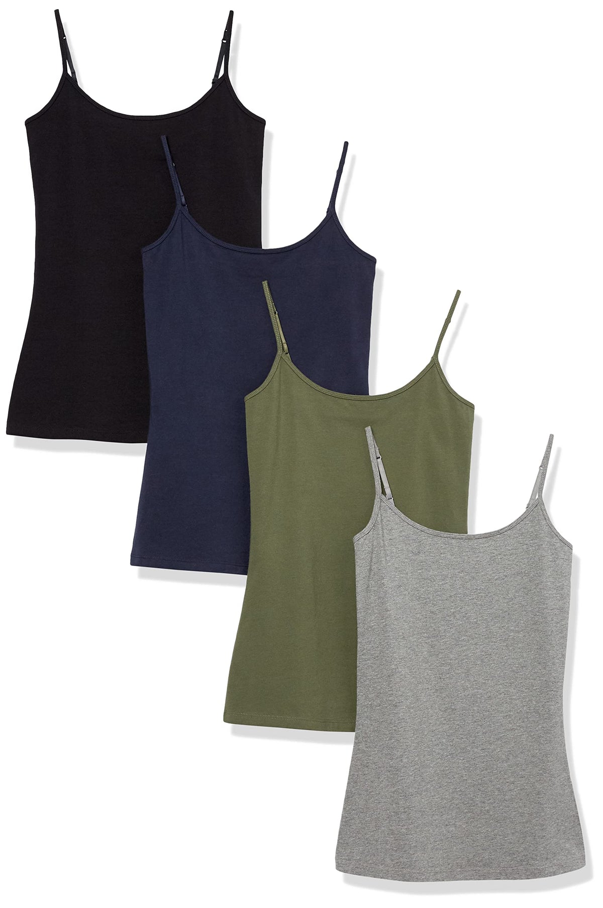 Amazon Essentials Women's Slim-Fit Camisole for Layering and Everyday Wear, Pack of 4 Jansha Store