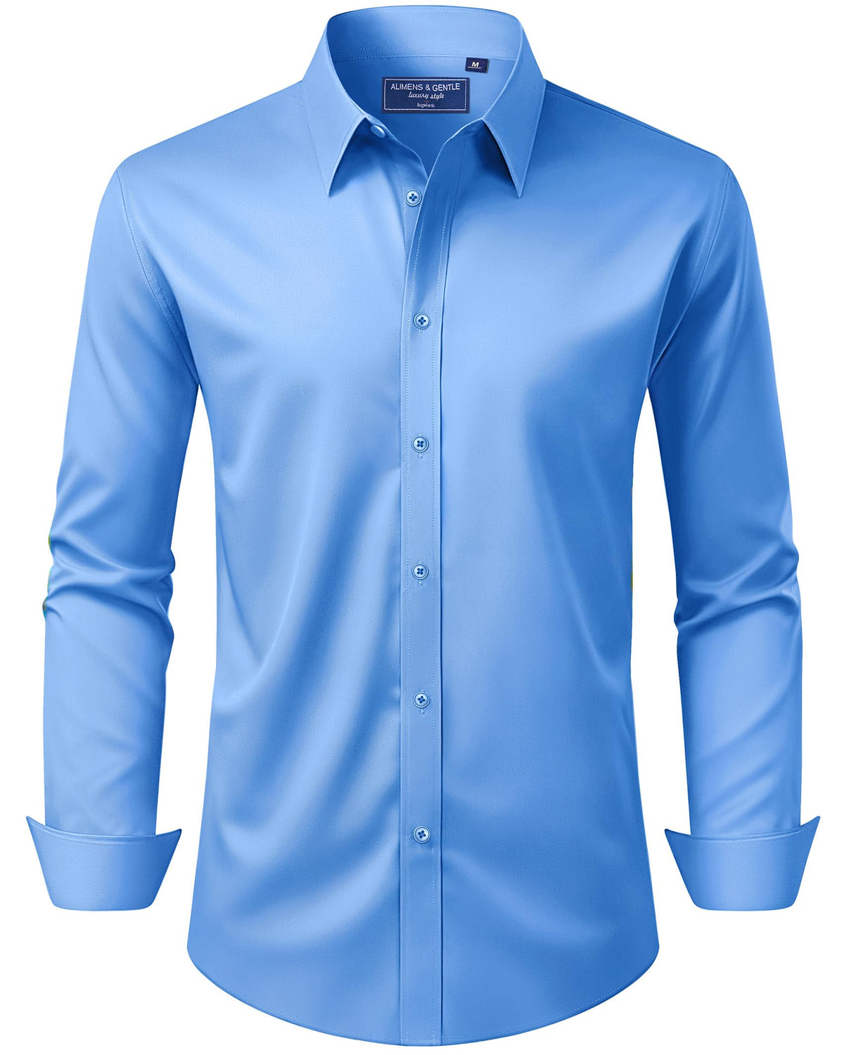 Alimens & Gentle Men's Dress Shirt Regular Fit Stretch Stain Shield Long Sleeve Solid Business Wedding Button Down Shirts Jansha Store
