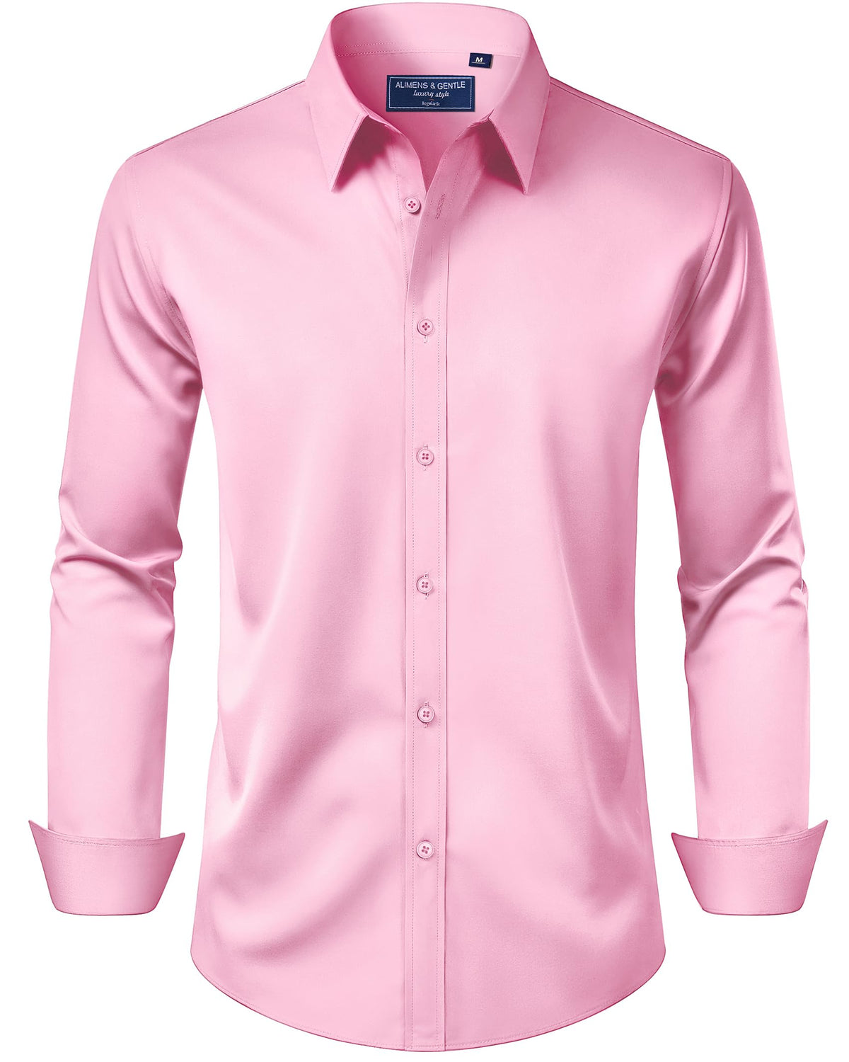 Alimens & Gentle Men's Dress Shirt Regular Fit Stretch Stain Shield Long Sleeve Solid Business Wedding Button Down Shirts Jansha Store