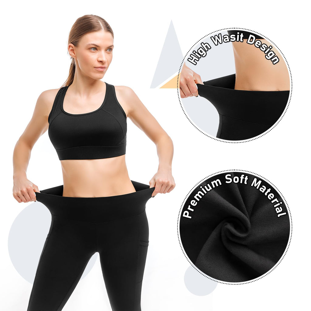 Leafigure 2-Pack High Waist Leggings with Pockets for Women Jansha Store