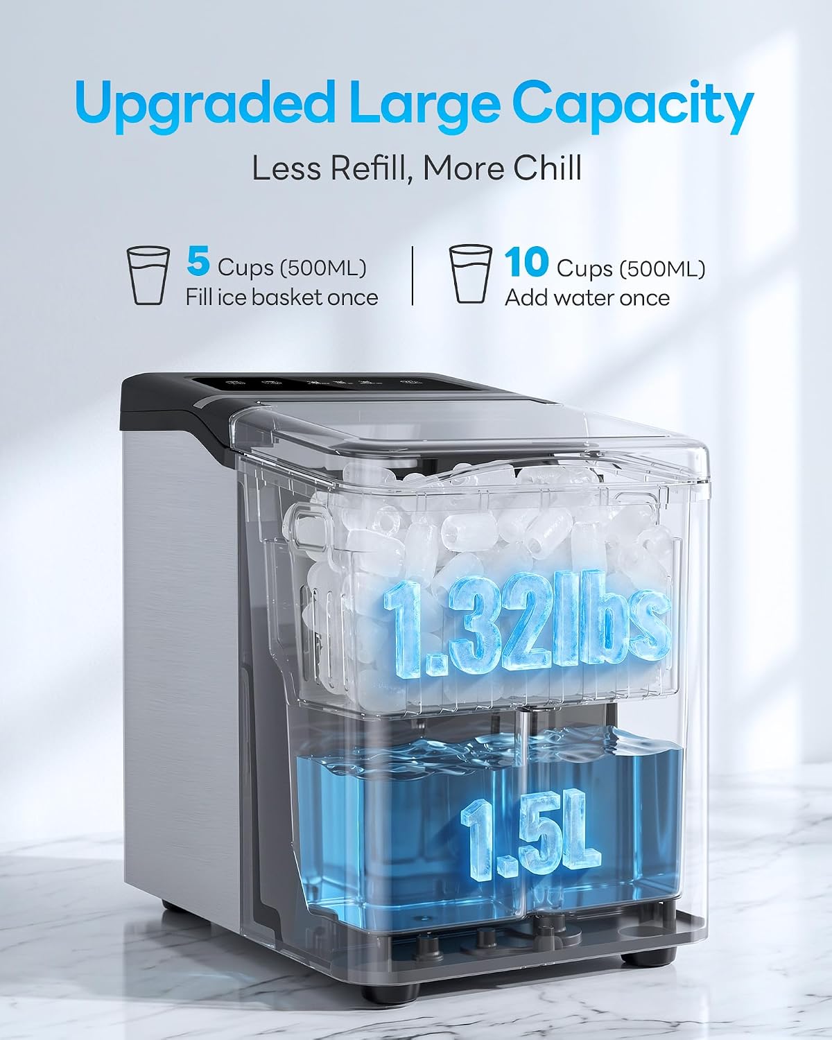 Ice Makers Countertop, 26.5Lbs/24H Ice Machine with 2 Sizes Bullet Ice, 9 Ice Cubes Release in 6 Mins, Self-Cleaning Portable Ice Maker with Ice Scoop and Basket for Home Kitchen Office Bar RV Jansha Store