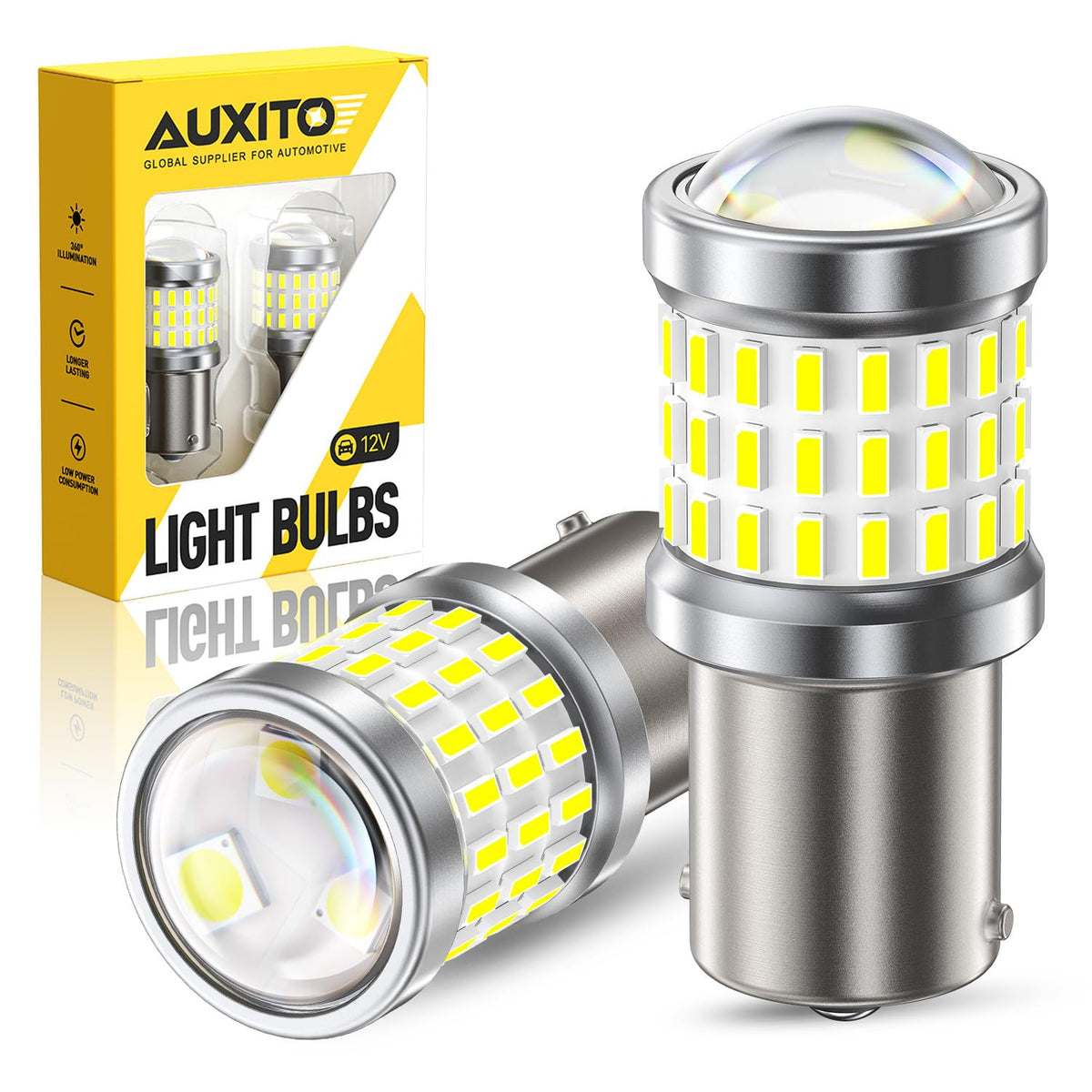 AUXITO 194 LED Bulbs for License Plate Light 168 175 2825 W5W T10 24-SMD 3014 Chipsets 6000K White for Car Dome Door Map Dash Courtesy Cargo License Plate Lights, Pack of 2 Jansha Store
