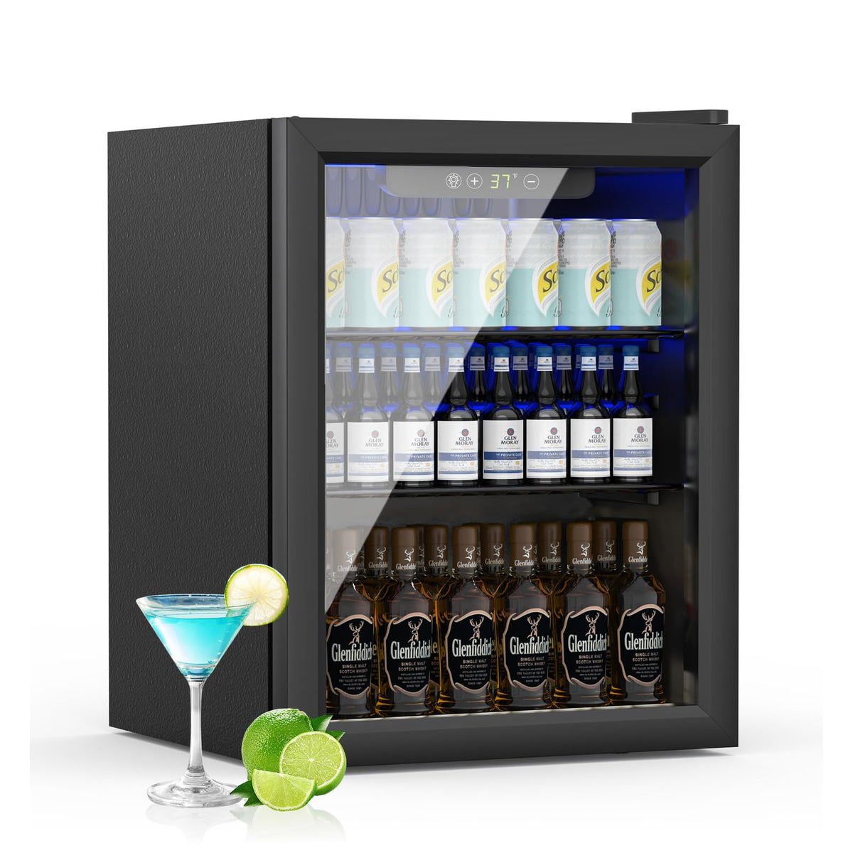 DOGHLY 1.7 Cu.ft Mini Fridge Glass Door, 72 Cans Beverage Refrigerator Jansha Store