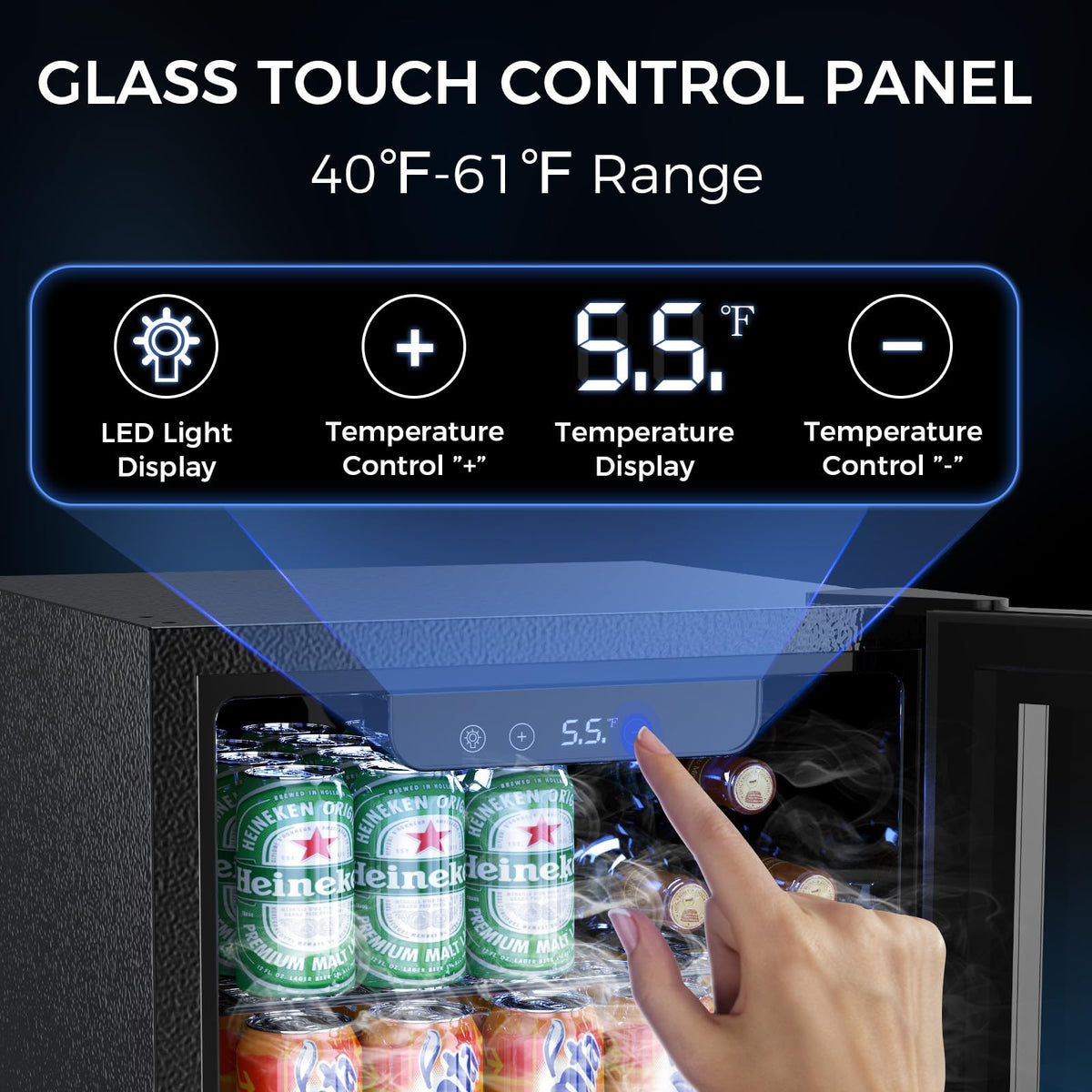 Electactic Mini Fridge 130 Can Beverage Refrigerator Cooler, 3.2 Cu.Ft Drink Fridge for Soda Wine Beer, Adjustable Temperature Control for Home Office, Black Jansha Store