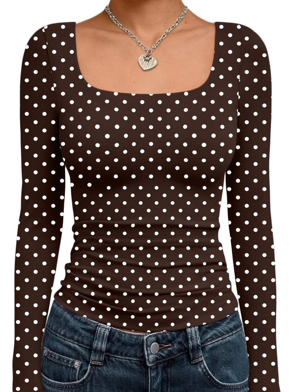 Trendy Queen Womens Square Neck Long Sleeve Shirts Double Lined Fall Tops Jansha Store