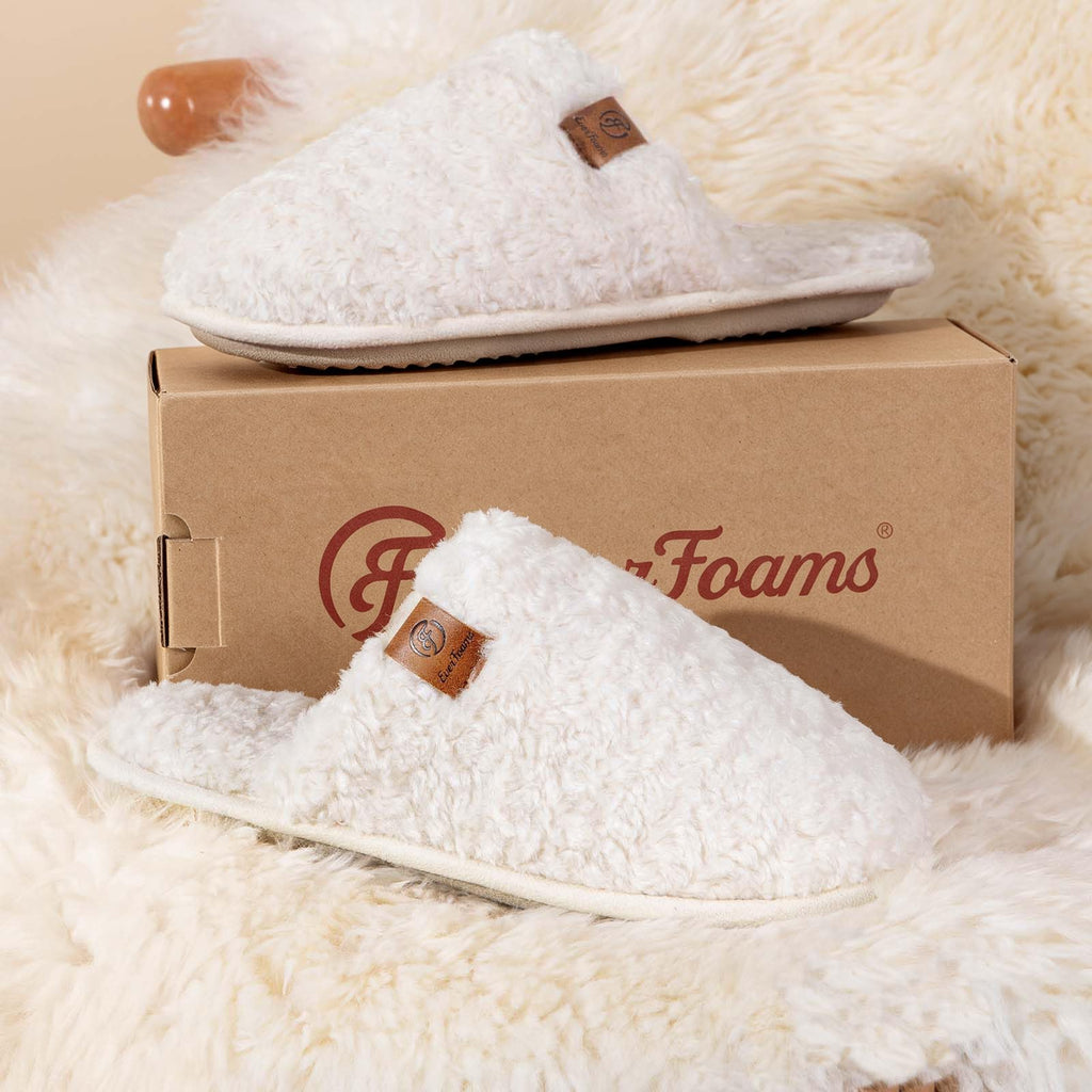 EverFoams Women's Fuzzy Slippers Warm Cozy Memory Foam Indoor House Shoes Jansha Store