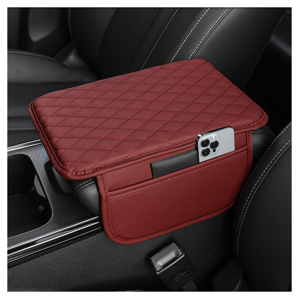Stacool Upgraded Car Center Console Cover,Microfiber Leather Car Armrest Cover Cushion with 2 Storage Bags,Universal Car Armrest Storage Box (Brown) Jansha Store