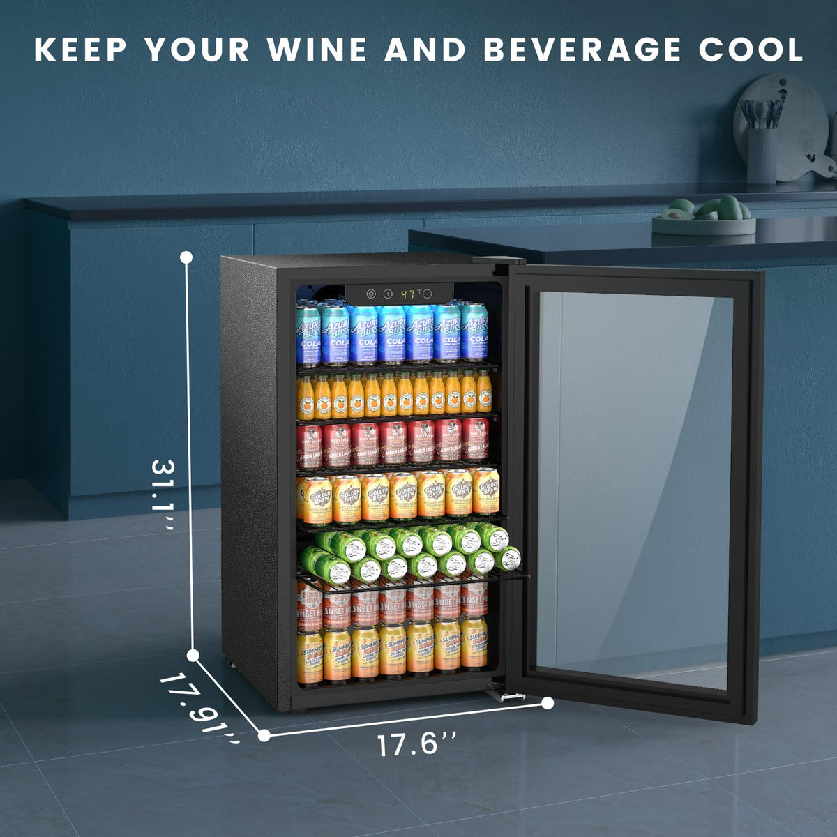 Electactic Wine Cooler 37 Bottle Freestanding Fridge with Stainless Steel Reversible Glass Door, 145 Can Beverage Refrigerator Quiet Compressor for Home Kitchen Bar, 4.5 Cu.ft Silver Jansha Store