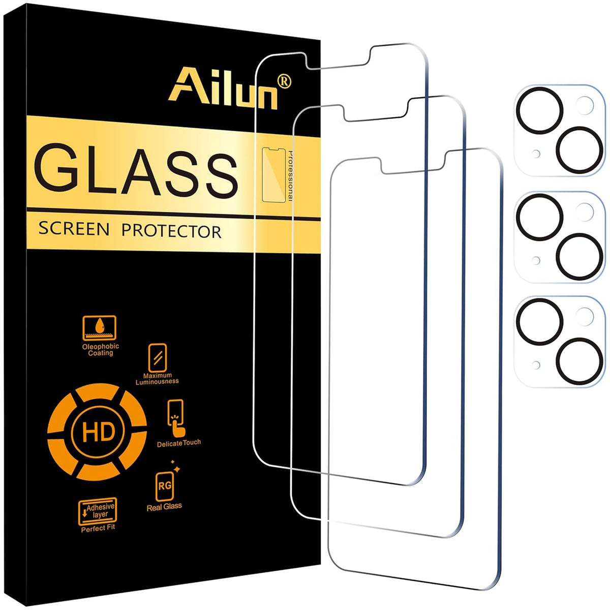 Ailun Screen Protector + Camera Lens Protector for iPhone 16 Pro, 3+3 Pack Jansha Store