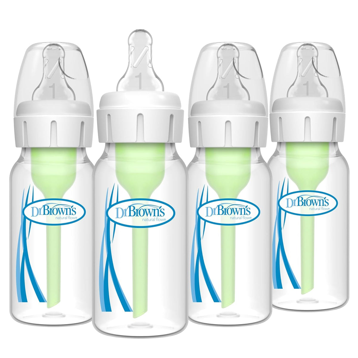 Dr. Brown's Anti-Colic Options+ Narrow Baby Bottle, Clear, 4 oz, 4-Pack Jansha Store
