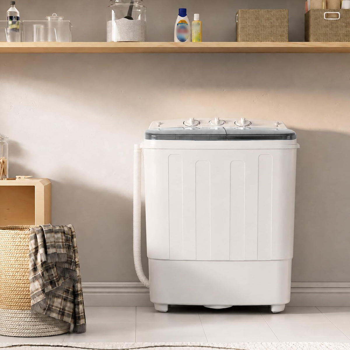 Superday Portable Washing Machine, 25.3lbs Mini Washing Machine and Spin Dryer Combo, Mini Twin Tub Laundry Machine for Camping, Apartments, Dorms, College Rooms, RV, Delicates, Grey Jansha Store