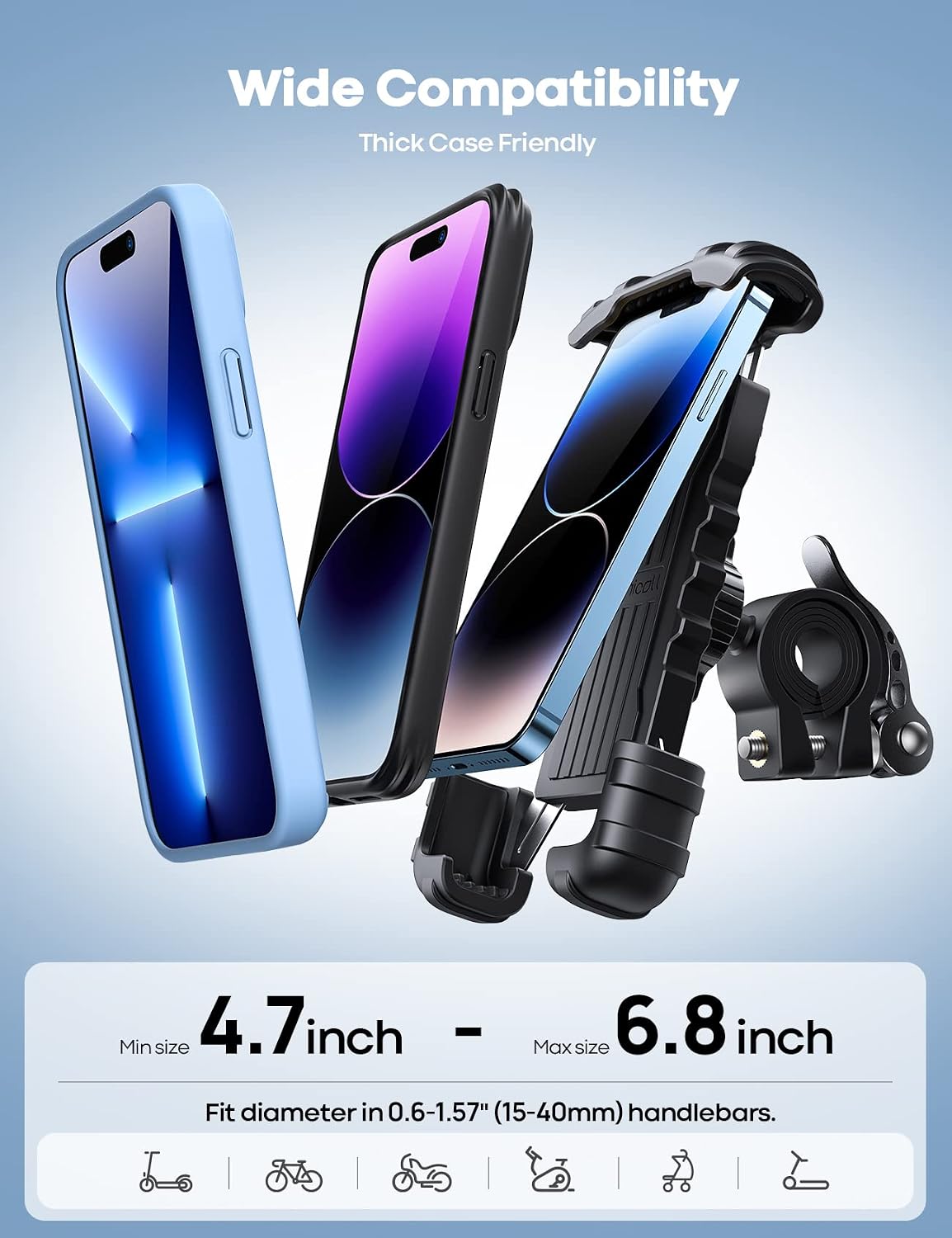 Lamicall Bike Phone Holder Motorcycle Mount - One-Hand Operation, Lockable Jansha Store