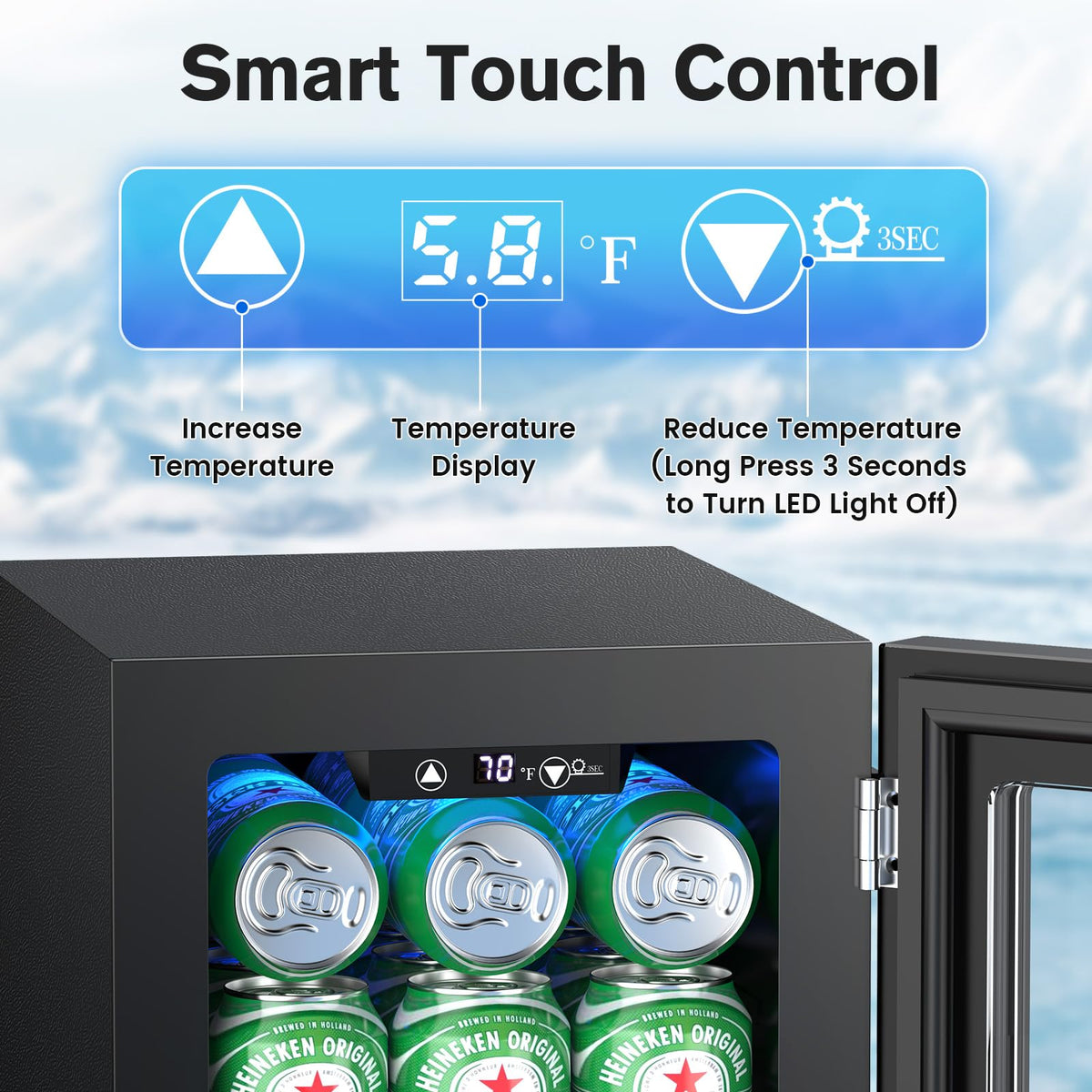 Electactic Mini Fridge 130 Can Beverage Refrigerator Cooler, 3.2 Cu.Ft Drink Fridge for Soda Wine Beer, Adjustable Temperature Control for Home Office, Black Jansha Store
