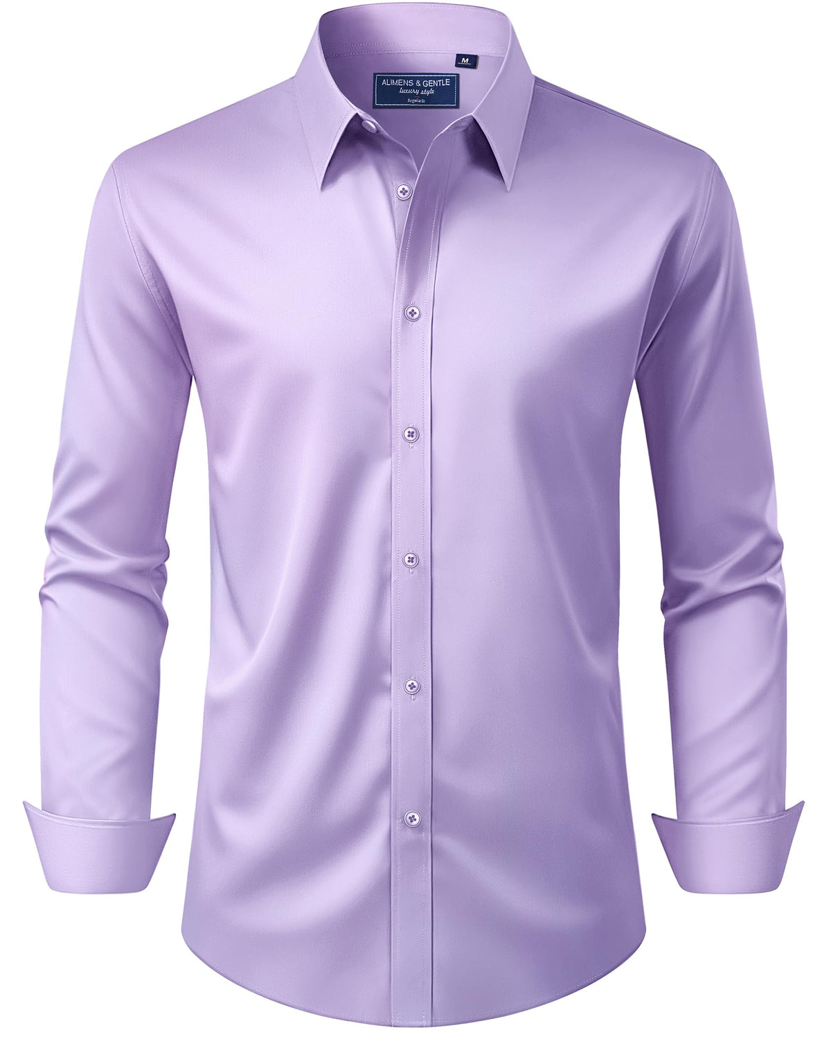 Alimens & Gentle Men's Dress Shirt Regular Fit Stretch Stain Shield Long Sleeve Solid Business Wedding Button Down Shirts Jansha Store