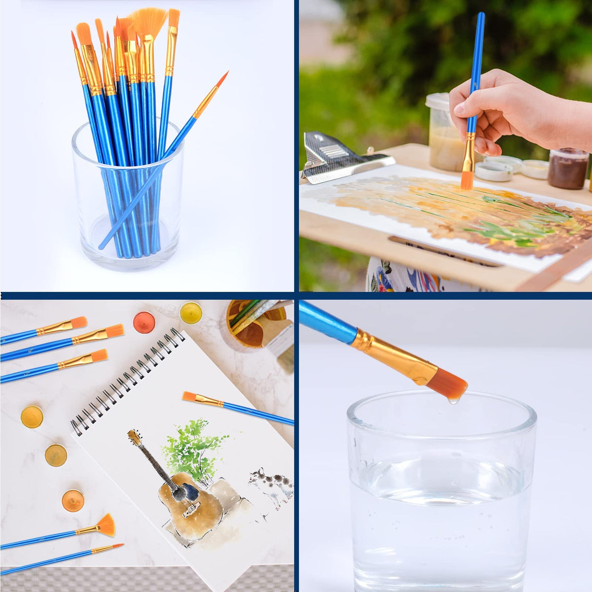 AROIC 10 Pcs Paint Brushes, Acrylic Oil Watercolor Painting Brush Set Jansha Store