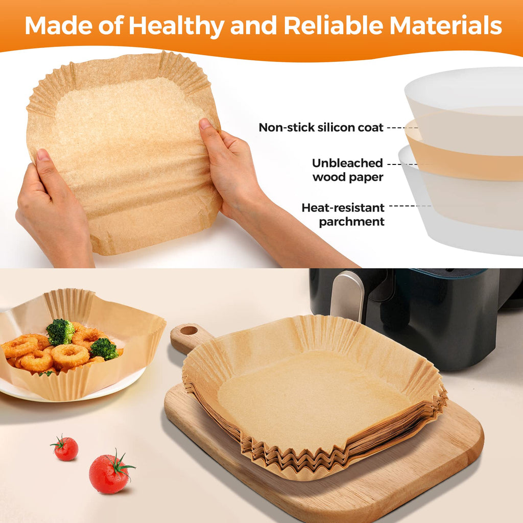 Air Fryer Liners Disposable, 100Pcs Parchment Paper 6.5" Square for 3-5QT Jansha Store