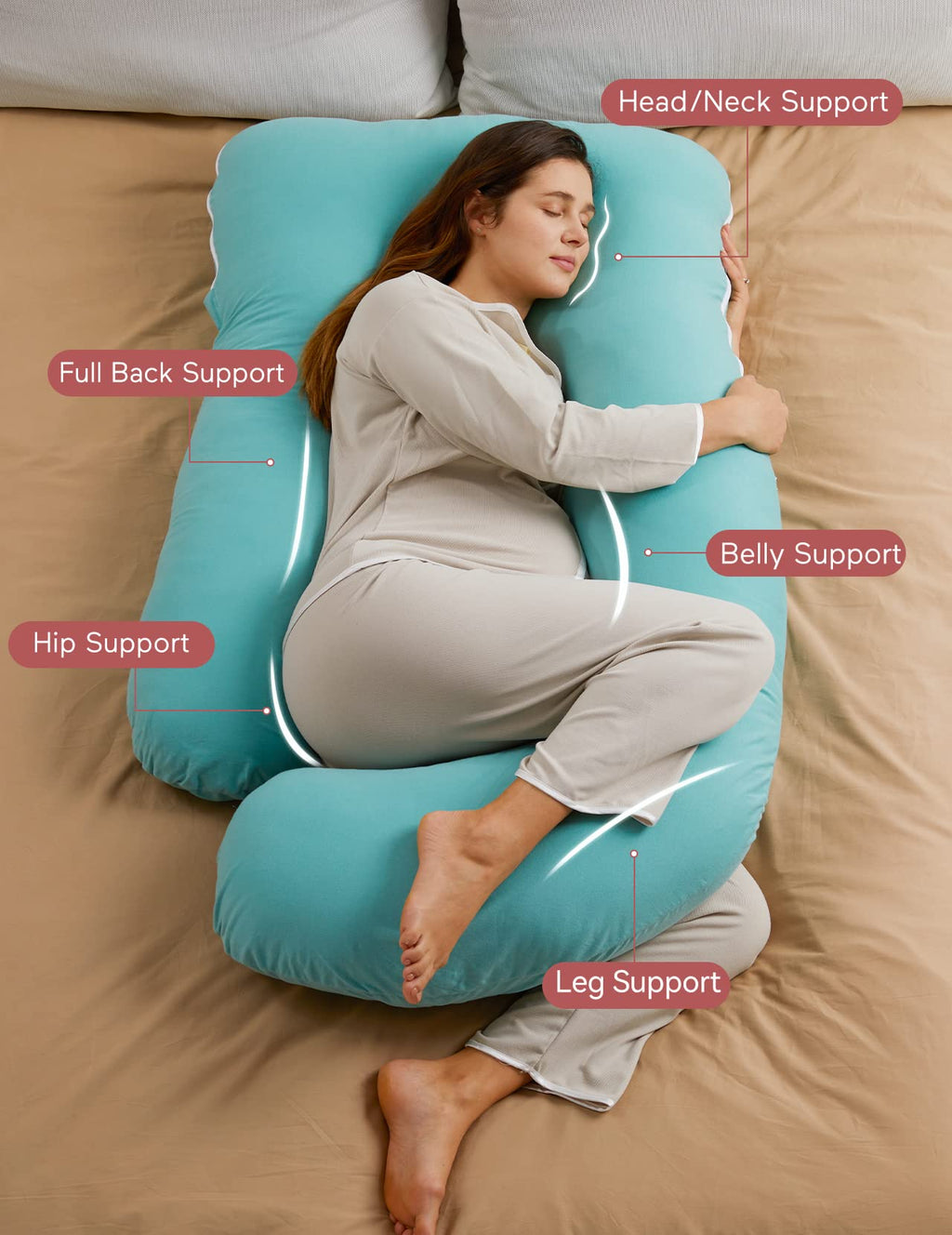 Momcozy Pregnancy Pillow for Sleeping - U Shaped Full Body Maternity Pillow Jansha Store