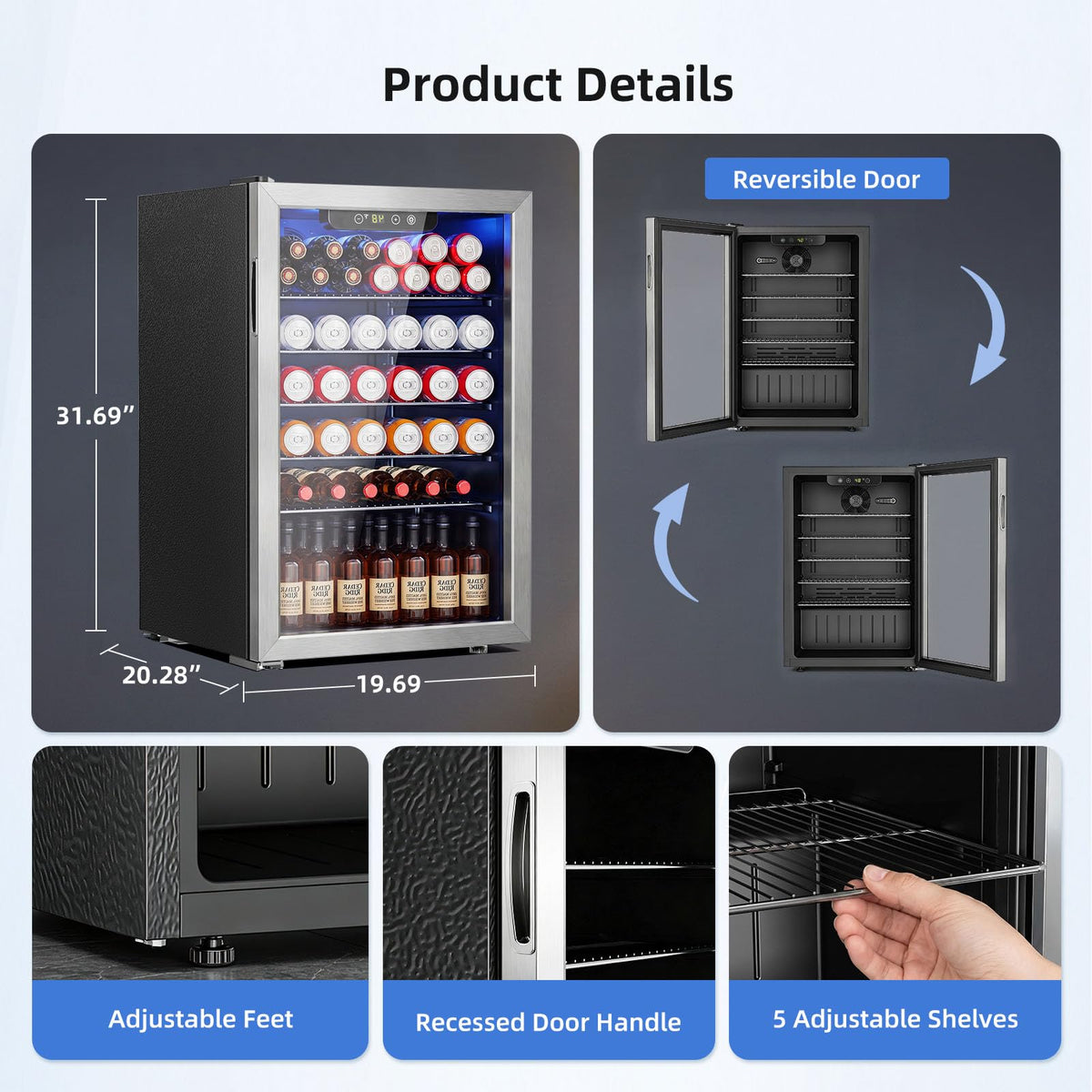 Antarctic Star Beverage Refrigerator Cooler 68 Can, Mini Fridge with Glass Door for Beer Drinks Wine,Freestanding Small Fridge with Electronic Temperature Control for Home and Bar,1.7 cu.ft Jansha Store