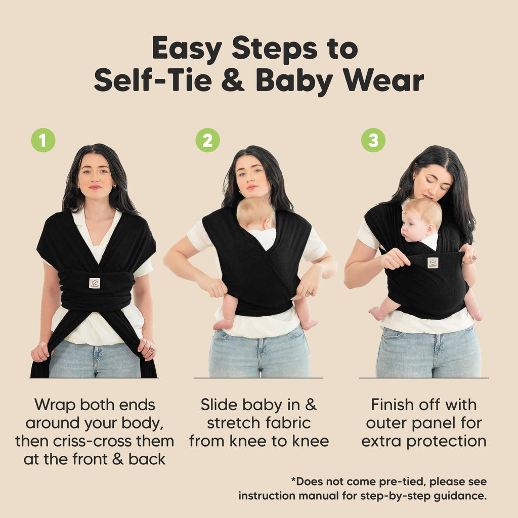 KeaBabies Baby Wrap Carrier, All in 1 Original Baby Carrier, Trendy Black Jansha Store