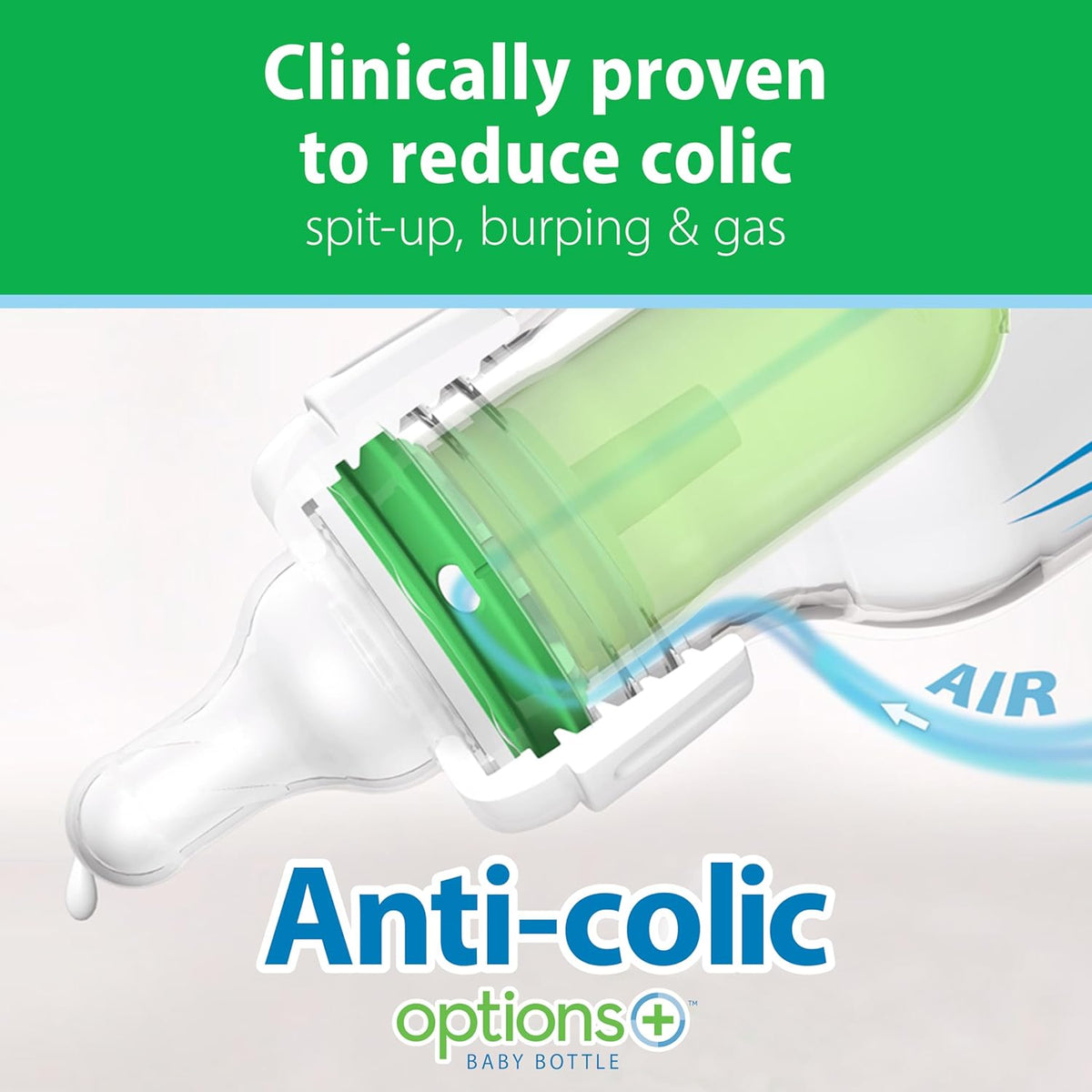 Dr. Brown's Anti-Colic Options+ Narrow Glass Baby Bottle, 8 oz/250 mL, with Level 1 Slow Flow Nipple, BPA-Free, 0m+, 1 Pack Jansha Store