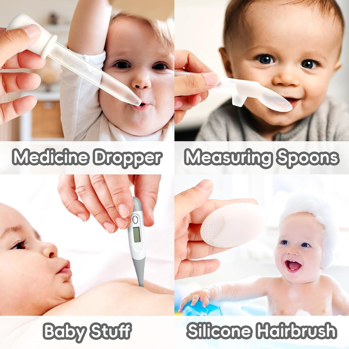 Baby Grooming Kit, Infant Safety Care Set with Hair Brush Comb Nail Clipper Nasal Aspirator,Baby Essentials Kit for Newborn Girls Boys (Grey White) Jansha Store