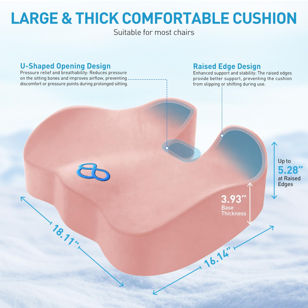 BlissTrends Memory Foam Seat Cushion for Office Chair & Car Seat, Black Jansha Store