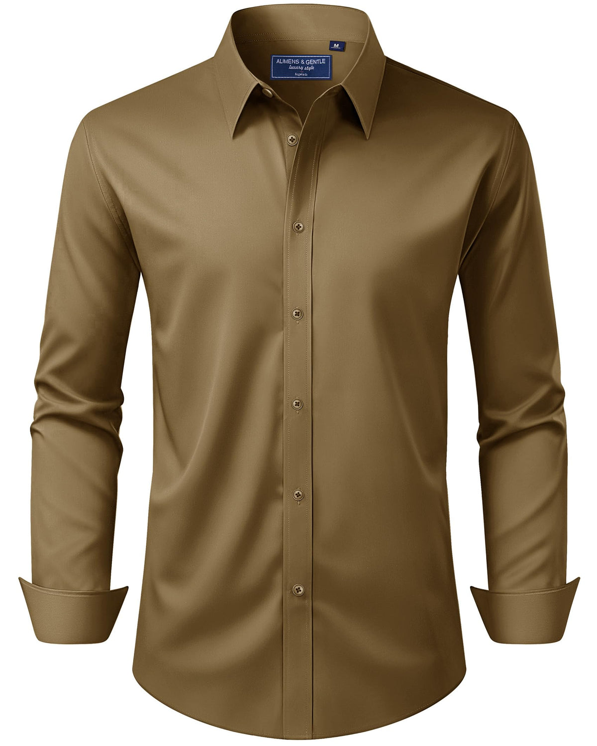 Alimens & Gentle Men's Dress Shirt Regular Fit Stretch Stain Shield Long Sleeve Solid Business Wedding Button Down Shirts Jansha Store