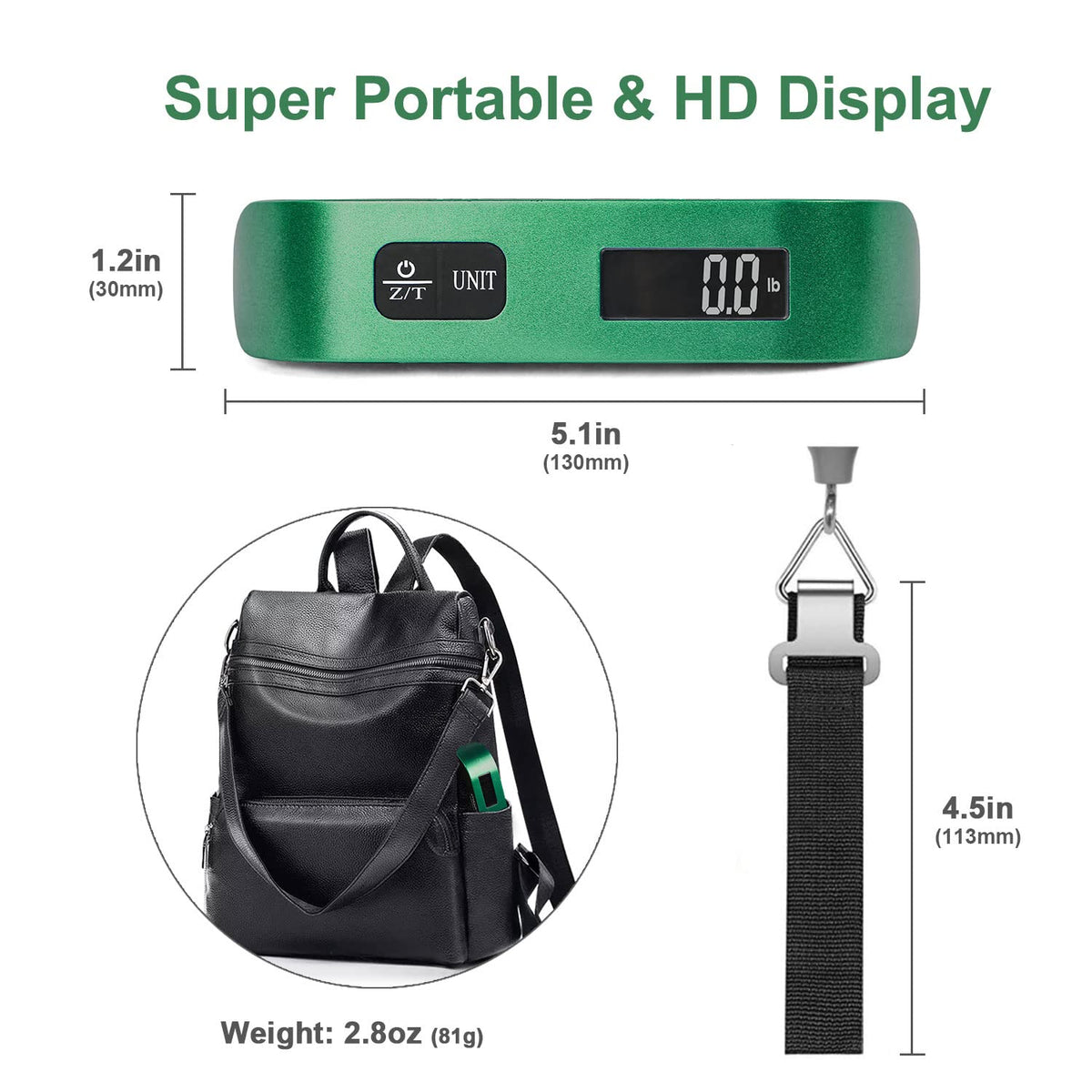 travel inspira Digital Luggage Scale – Portable Hanging Suitcase Weight Scale for Travel, 110 lb Capacity, Backlit LCD Display, Prevents Airport Overweight Fees, Battery Included Jansha Store