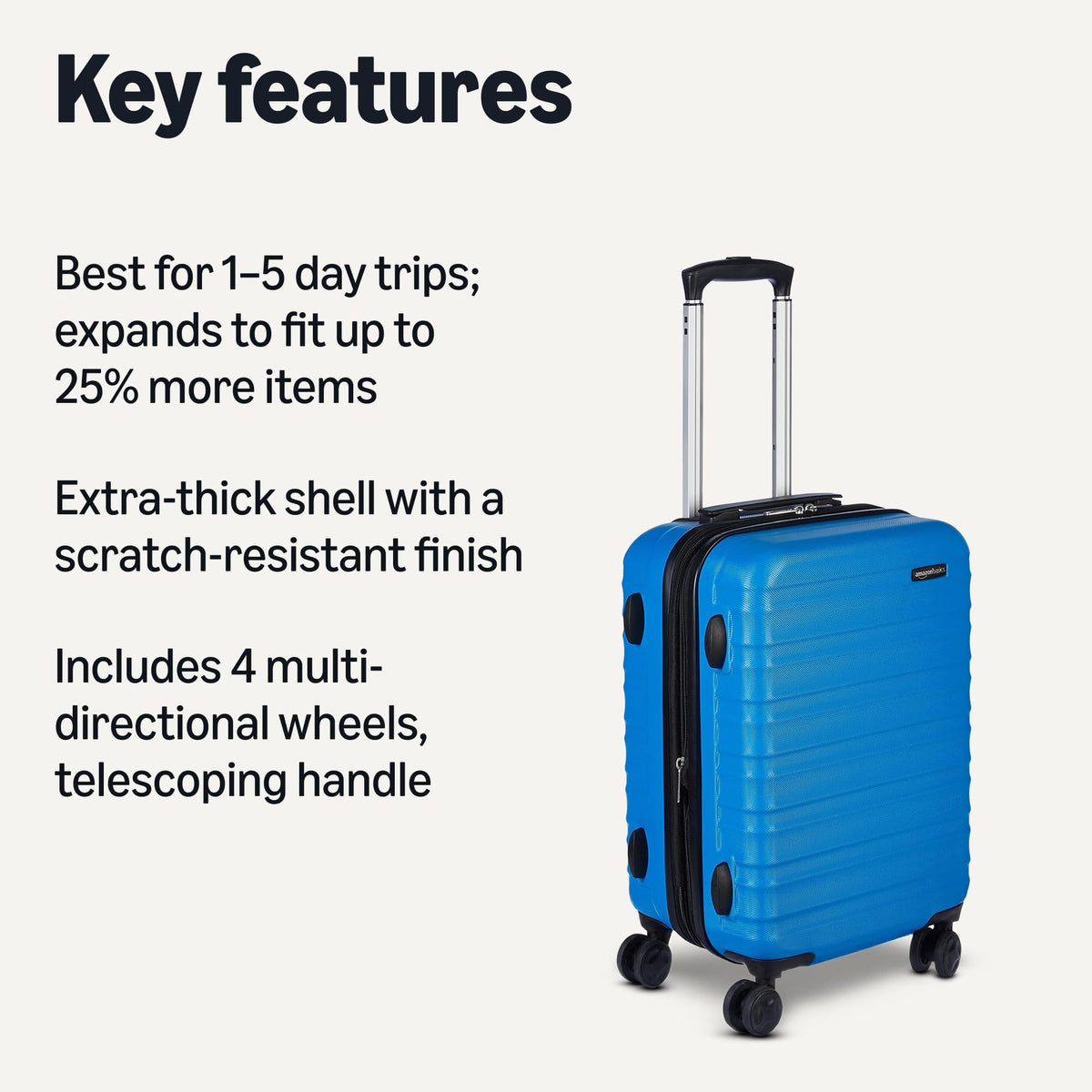 Amazon Basics 3-Piece Hardshell Suitcases Set (21", 26", 30"), Expandable For Up to 25% More Space, With Scratch-Resistant Finish, Four Multi-Directional Wheels, Rose Gold Jansha Store