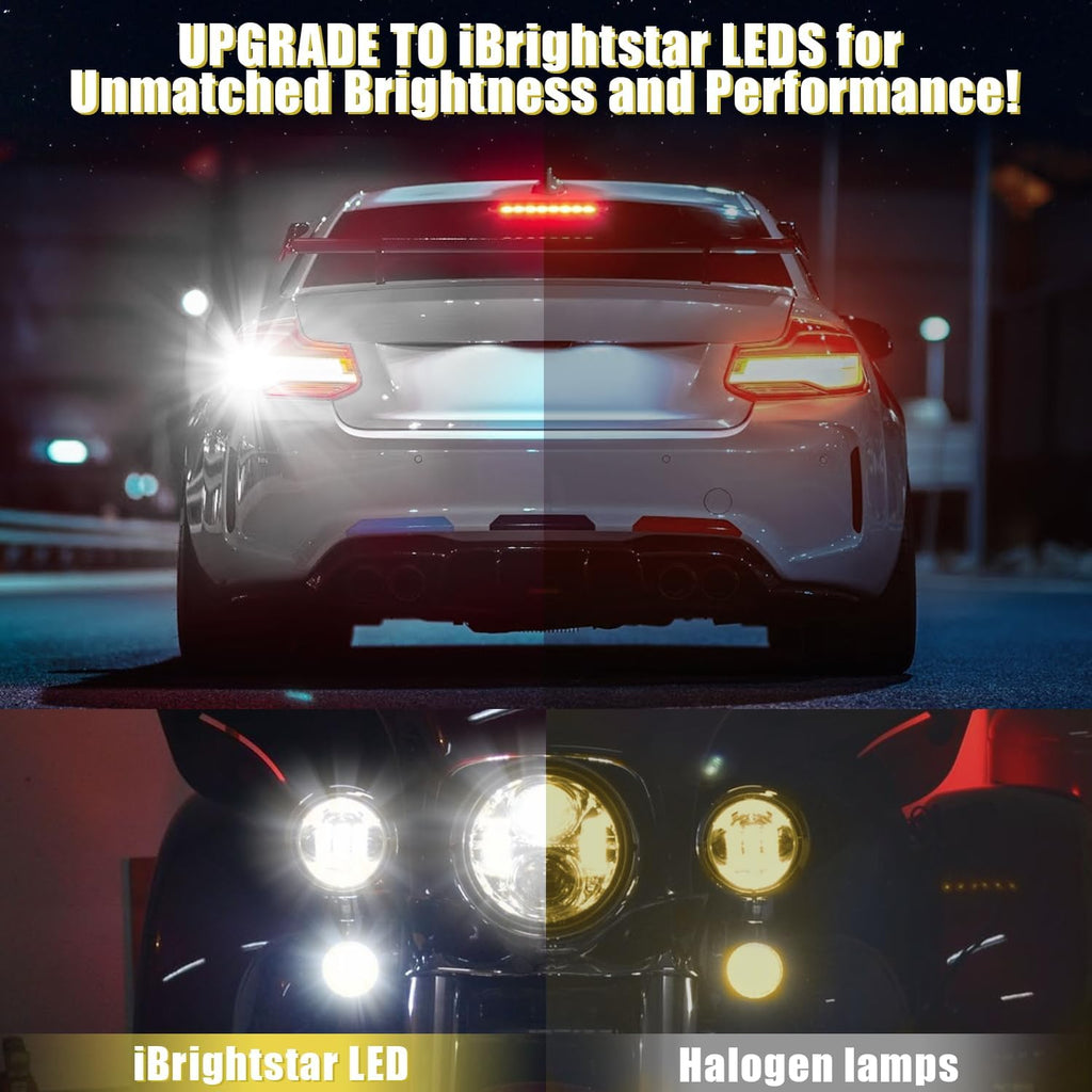 iBrightstar 3157 LED Bulb White, 4157 3156 LED Reverse Light Bulbs Super Bright for Tail Brake Lights Backup Lights Turn Signal Lights, 2 Pack Jansha Store
