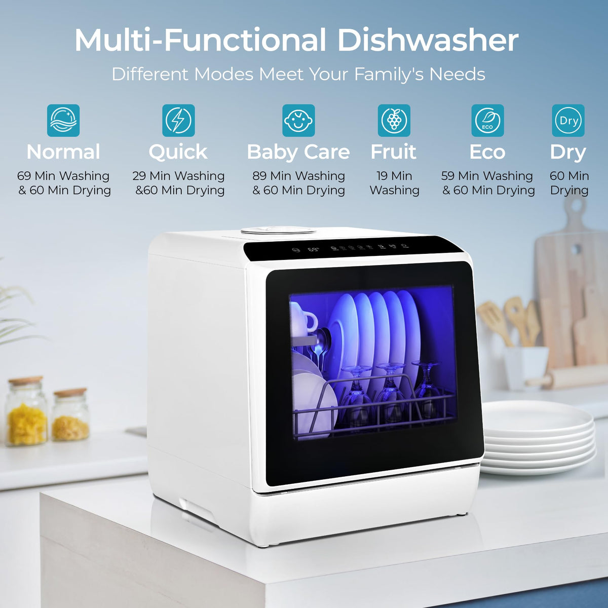 EUHOMY Countertop Dishwasher Portable, 6 Programs with 40 dB, No Hookup Jansha Store