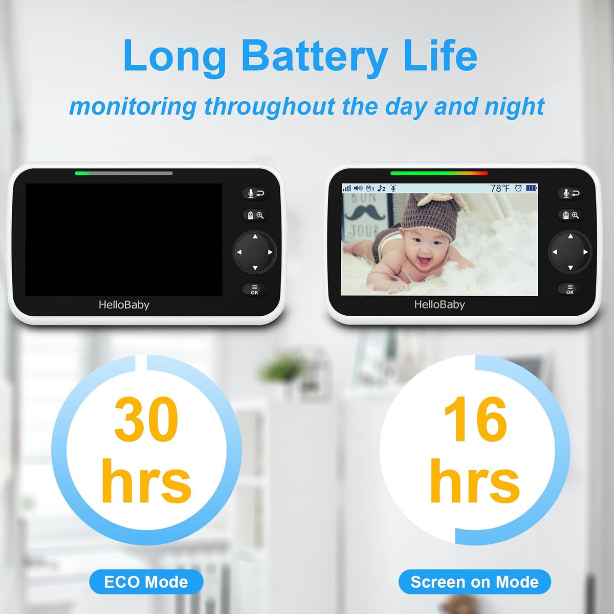 HelloBaby No WiFi Baby Monitor Camera and Audio HB6550, 5" Video Screen Jansha Store