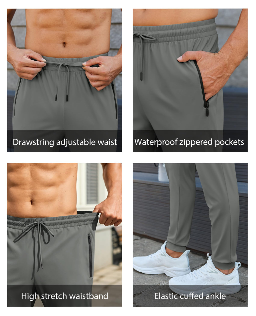 Mens Sweatpants with Zipper Pockets Lightweight Athletic Joggers for Workout Running Gym Track Casual Wear Jansha Store