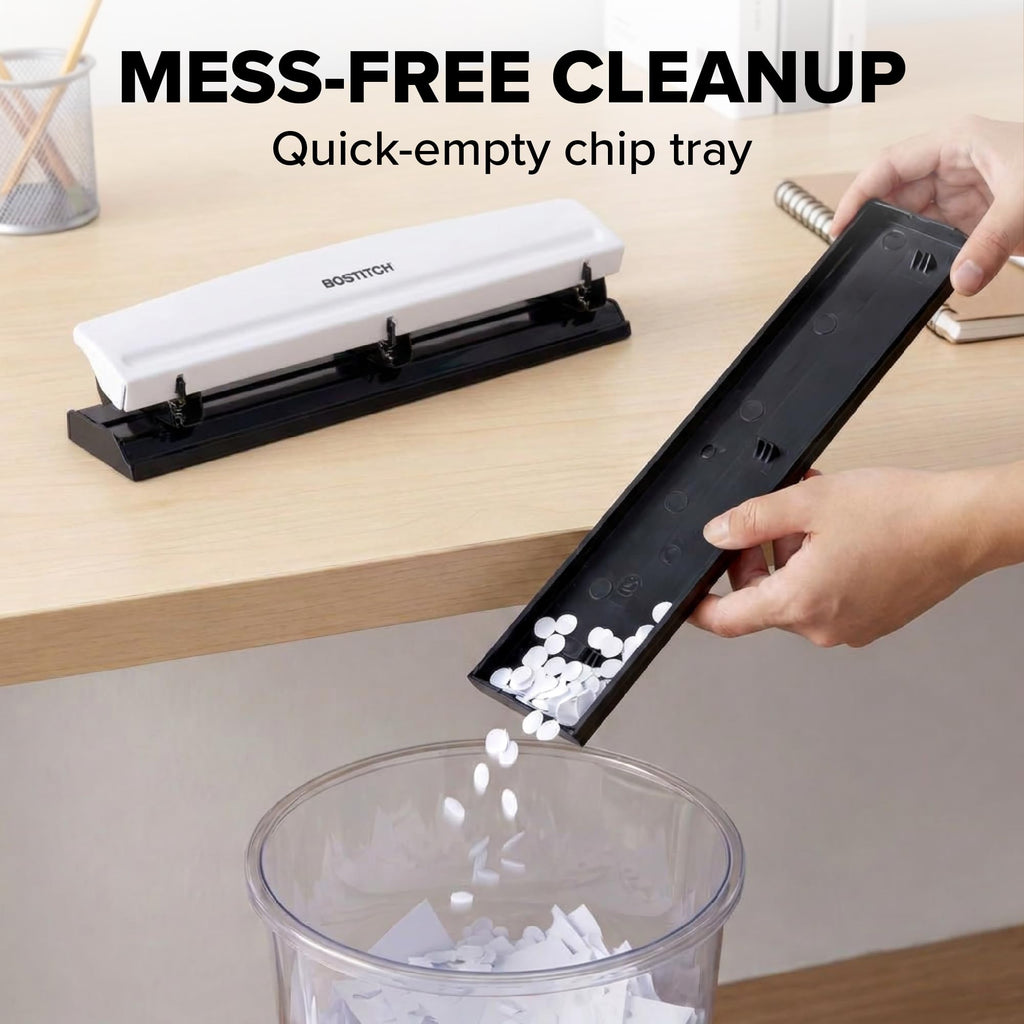Bostitch Office 3 Hole Punch, Metal, 12 Sheet Capacity, Rubber Base, Silver Jansha Store