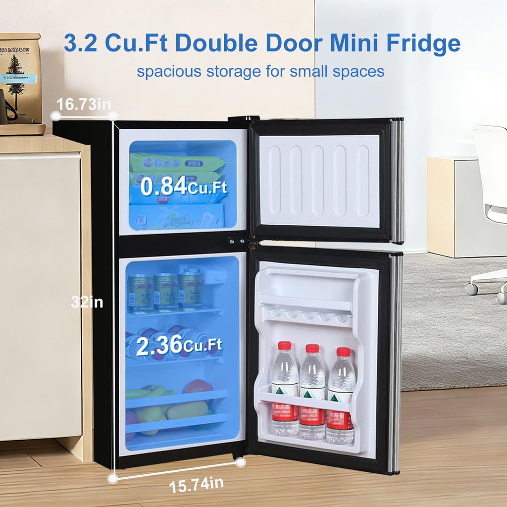 Cucina Magica Mini Fridge with Freezer, 3.8 Cu.Ft Small Fridge, Dorm Fridge Jansha Store