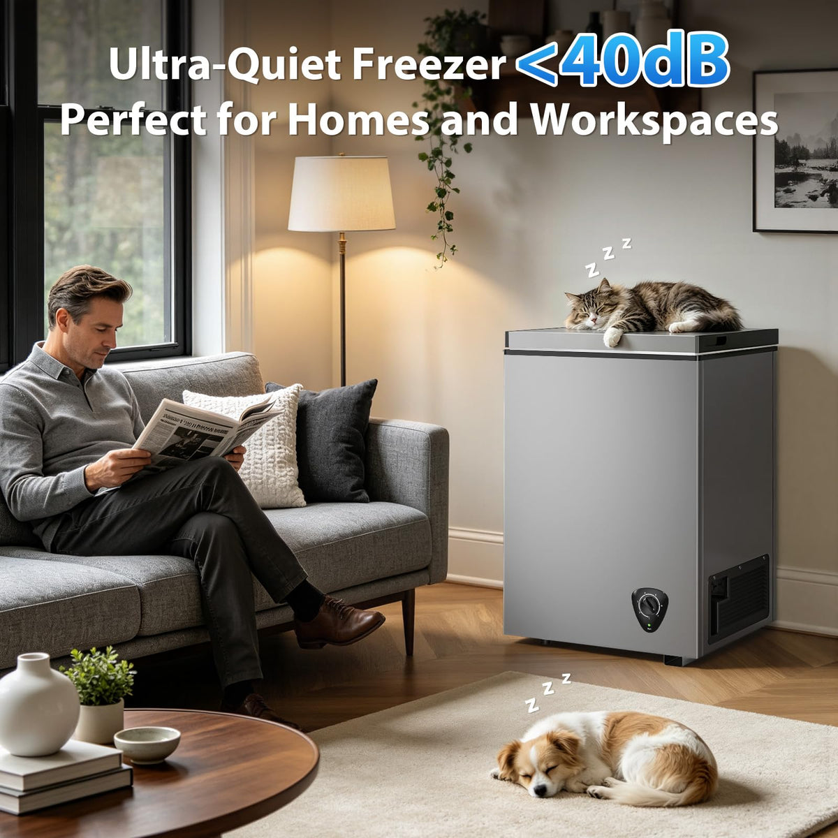 3.5 Cu.Ft Small Chest Freezer, Mini Deep Freezer with Removable Basket, Adjustable Temperature, Free Standing Top Open Door Energy Efficient Compact Freezer for Apartment, Home, Office, Garager，Gray Jansha Store