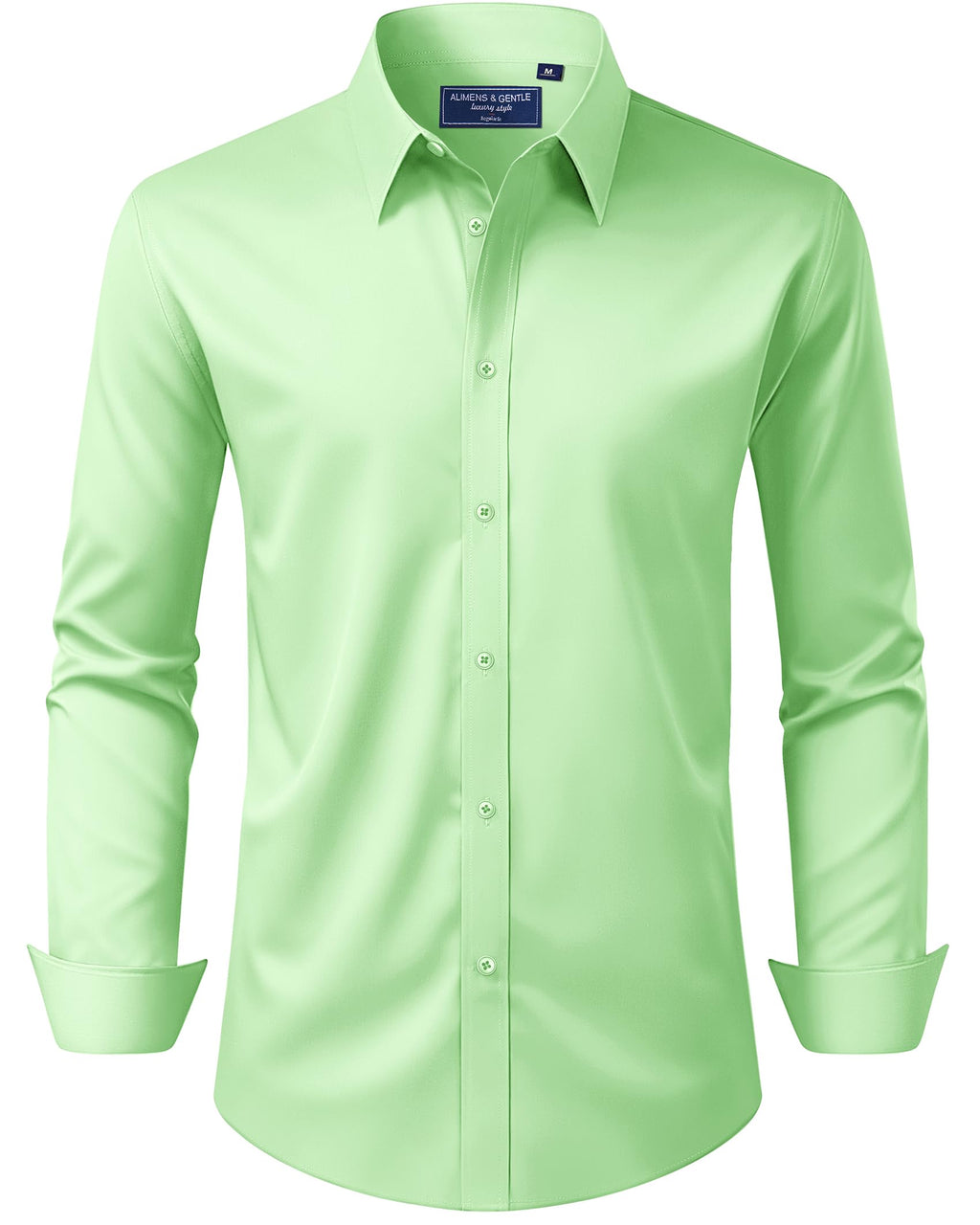 Alimens & Gentle Men's Dress Shirt Regular Fit Stretch Stain Shield Long Sleeve Solid Business Wedding Button Down Shirts Jansha Store