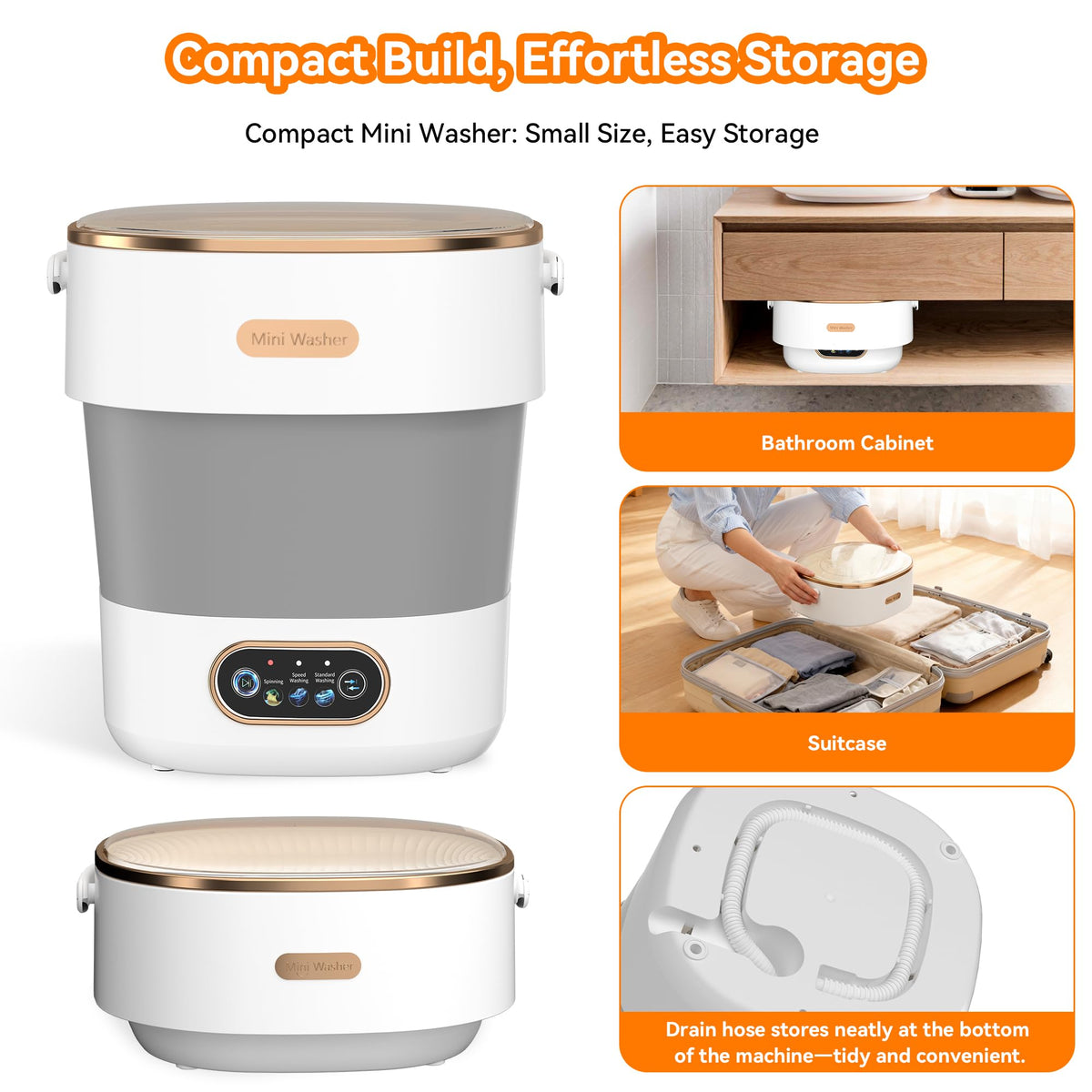 JUJOJB Portable Washing Machine, Folding 20L Mini Washer and Spin-Dryer Jansha Store