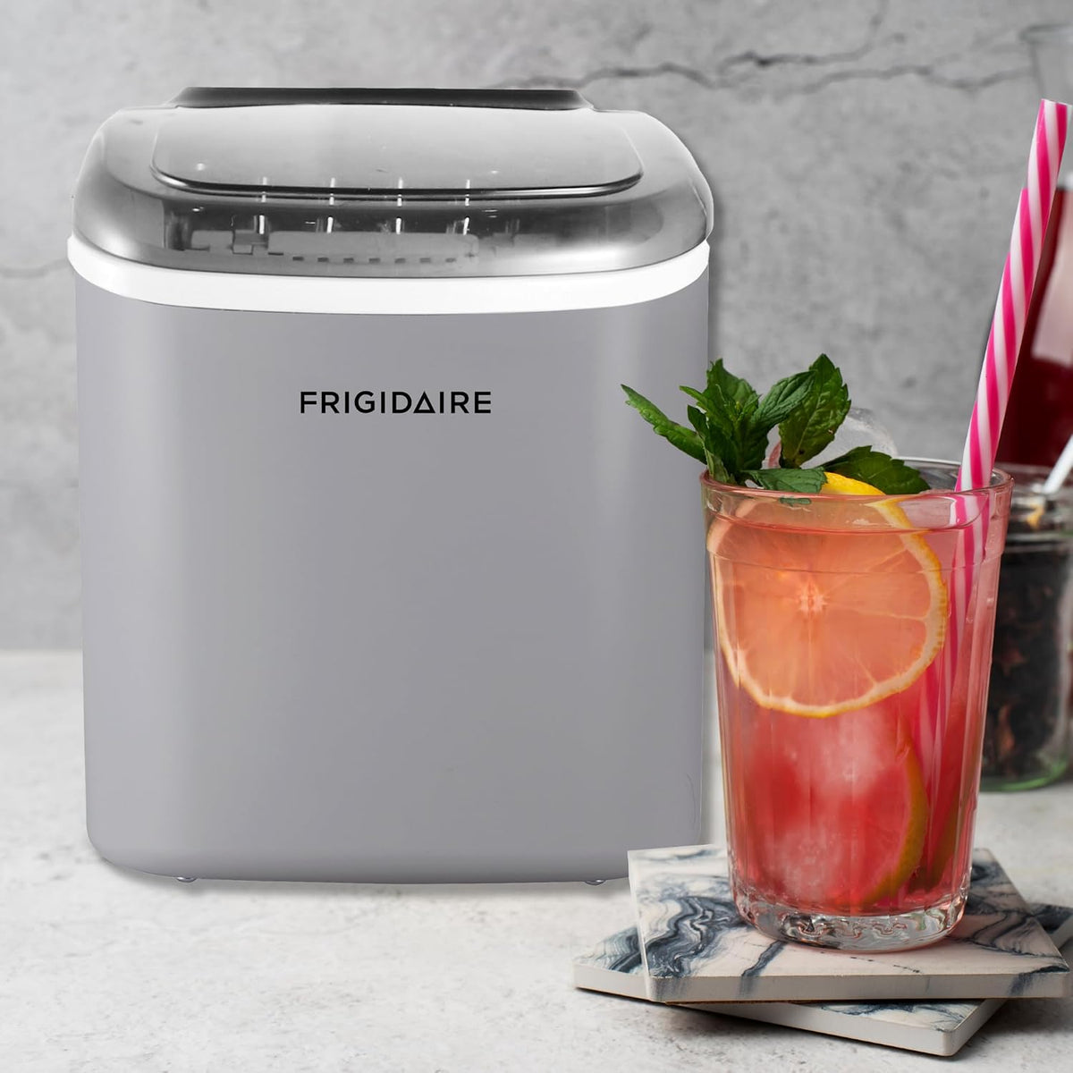 FRIGIDAIRE EFIC189-Silver Compact Ice Maker, 26 lb per Day, Silver Jansha Store