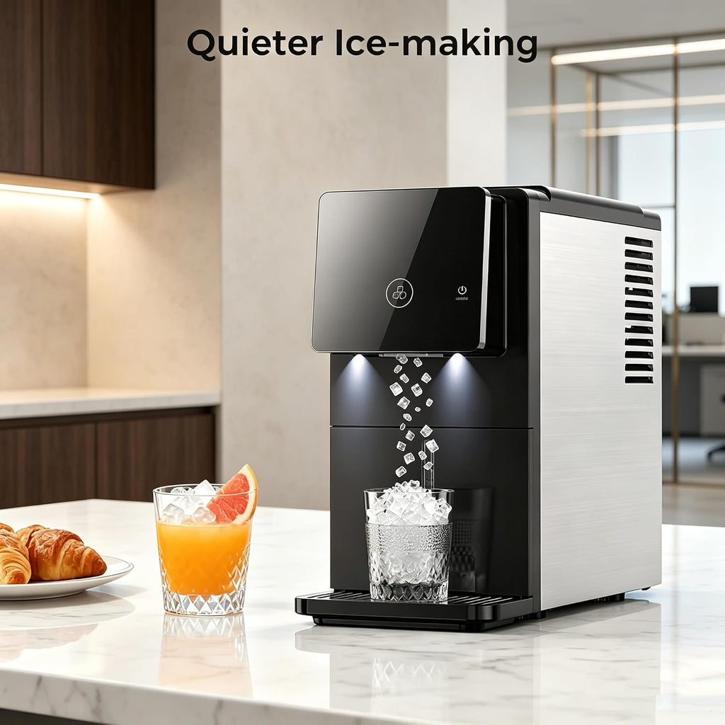 COWSAR Nugget Countertop Ice Maker, 33 lbs/Day Chewable Pellet Ice Machine with Self-Cleaning, Auto Lighting & Measured Dispensing, Portable Pebble Ice Maker for Home, Kitchen, Office, Black Jansha Store