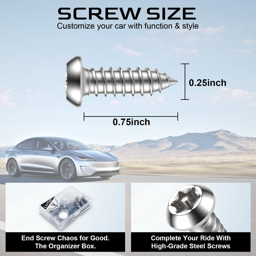 LivTee Rustproof License Plate Screws for Securing License Plates Frames and Covers on Cars and Trucks, 4 Sets Premium Stainless Steel Self Tapping Mounting Bolts (Black Zinc Plated) Jansha Store
