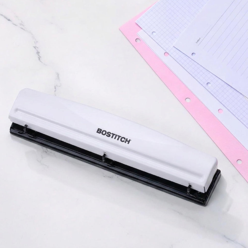 Bostitch Office 3 Hole Punch, Metal, 12 Sheet Capacity, Rubber Base, Silver Jansha Store