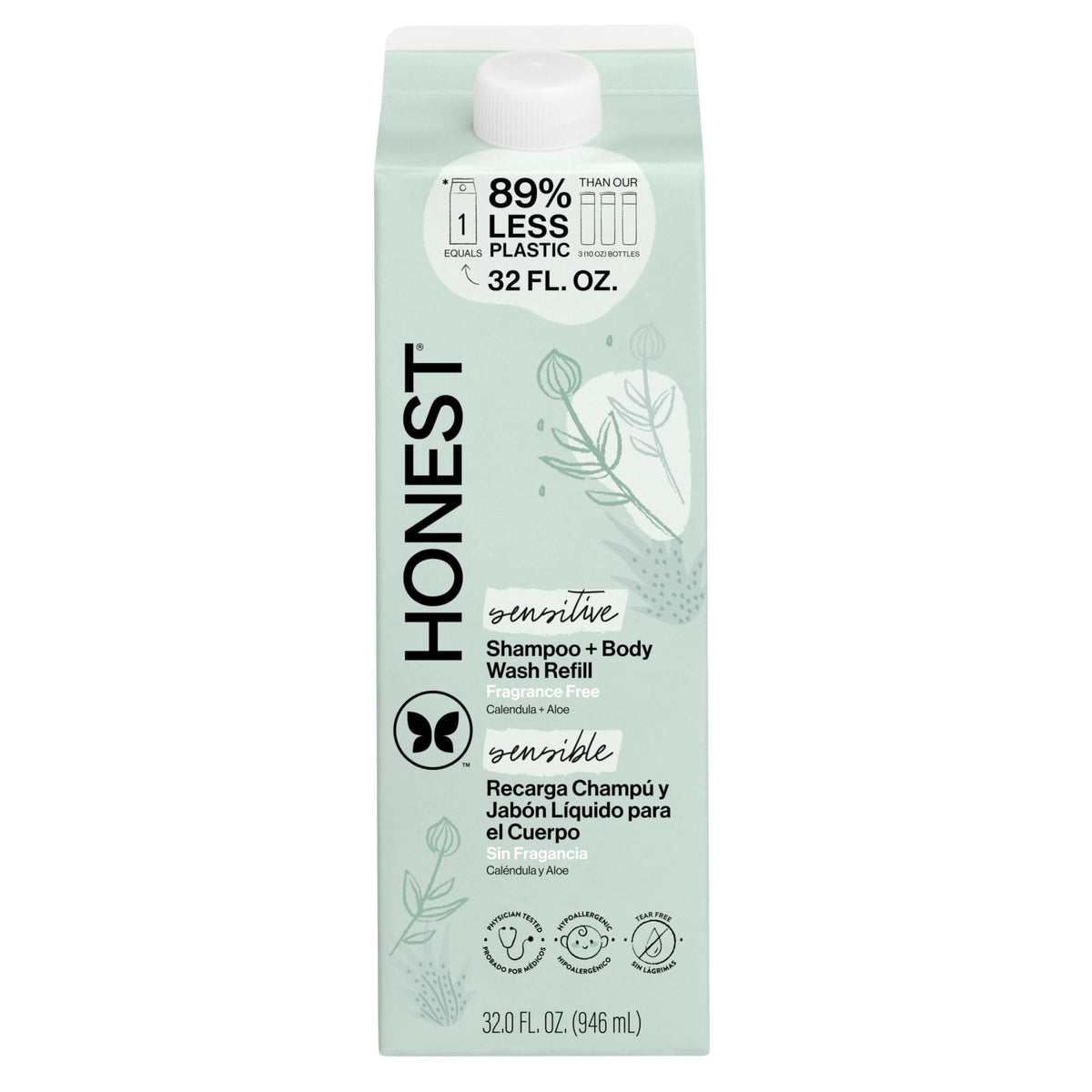 The Honest Company Shampoo & Body Wash, Tear-Free, Fragrance-Free, 10 fl oz Jansha Store